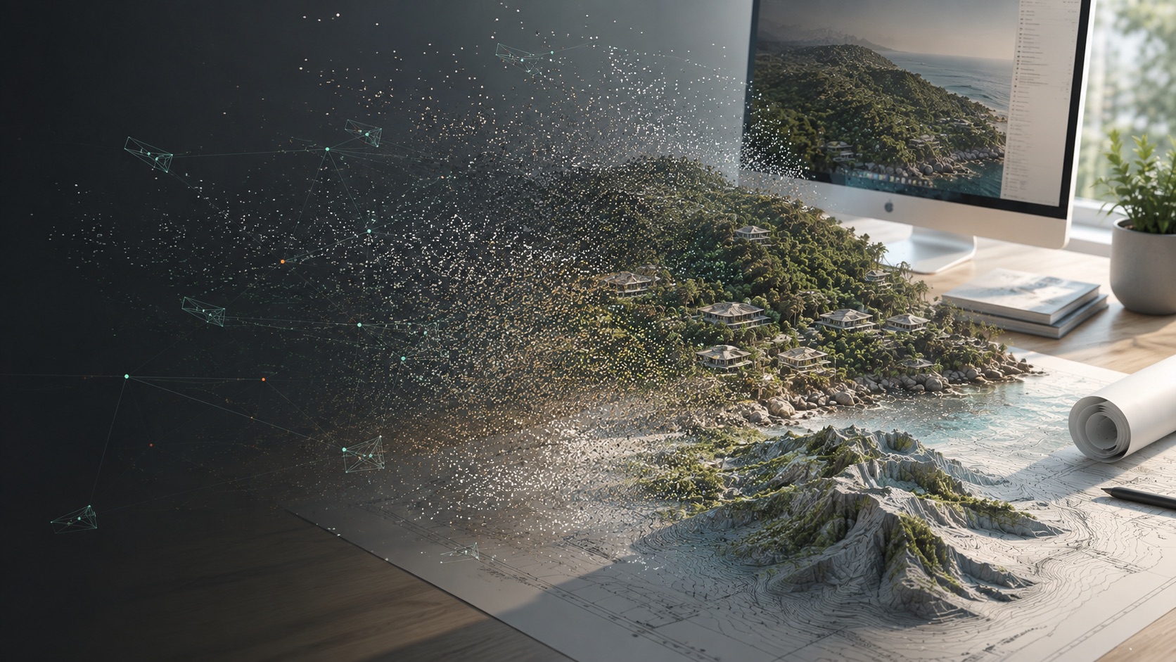 Photorealistic Gaussian Splatting reconstruction of a coastal site